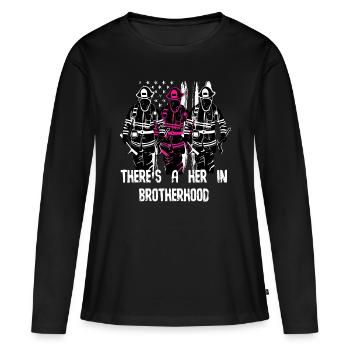Promotion de la Fraternité des femmes pompières - T-shirt manches longues Premium bio Femme - noir - Devant - Julia (174cm)