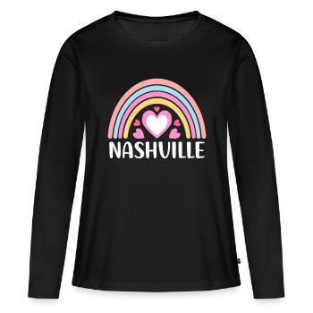 Nashville Tennessee für Frauen Rainbow Heartsbiking - Frauen Premium Bio Langarmshirt - Schwarz - Vorne - Julia (174cm)