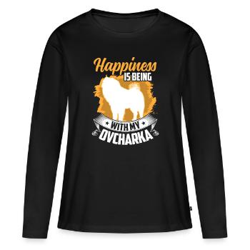 Ovcharka est chanceux chien de berger du Caucase - T-shirt manches longues Premium bio Femme - noir - Devant - Julia (174cm)