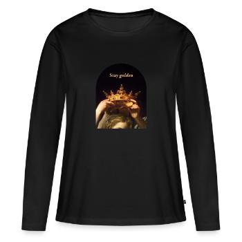 Restez Golden Princess - T-shirt manches longues Premium bio Femme - noir - Devant - Julia (174cm)