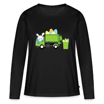 Müllwagen Osterhase Eiersuche Kleinkind Kinder B - Frauen Premium Bio Langarmshirt - Schwarz - Vorne - Julia (174cm)