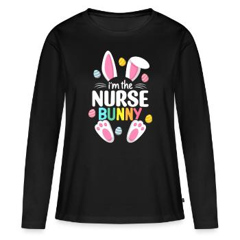 Osterkrankenschwester Hasenohren Stillen Osterei Stethos - Frauen Premium Bio Langarmshirt - Schwarz - Vorne - Julia (174cm)