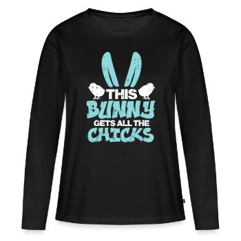 Ce lapin obtient tous les poussins mignons garçons de Pâques enfants t - T-shirt manches longues Premium bio Femme - noir - Devant - Julia (174cm)