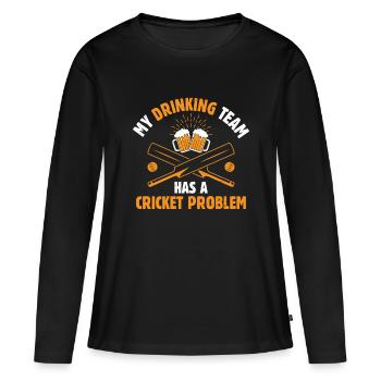 Buveurs de bière cricket cricket cricketers - T-shirt manches longues Premium bio Femme - noir - Devant - Julia (174cm)