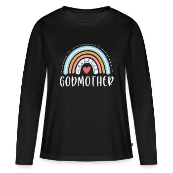 Patin Geschenke Familie Regenbogen Grafik - Frauen Premium Bio Langarmshirt - Schwarz - Vorne - Julia (174cm)