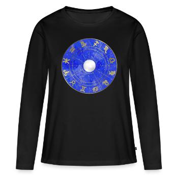 Étoile - Zodiaque - Lune - Ciel étoilé - T-shirt manches longues Premium bio Femme - noir - Devant - Julia (174cm)