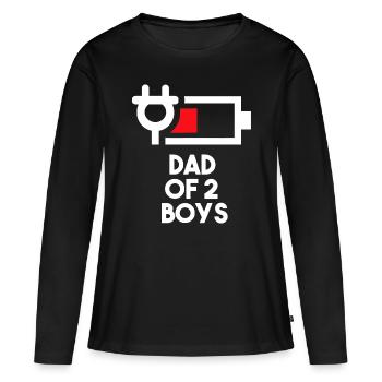 Homme Père de 2 garçons Drôle de cadeau Papa de deux fils Fa - T-shirt manches longues Premium bio Femme - noir - Devant - Julia (174cm)