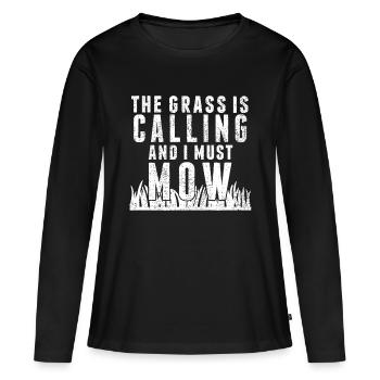 Idée tonte de pelouse Drôle de jardinage Citation Papa - T-shirt manches longues Premium bio Femme - noir - Devant - Julia (174cm)