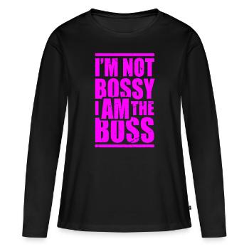 Ich bin nicht herrisch, ich bin die weibliche Erfolgsdame Girlpo - Frauen Premium Bio Langarmshirt - Schwarz - Vorne - Julia (174cm)