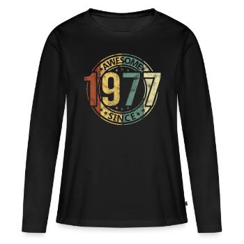 Awesome Since 1977 Retro Vintage Geburtstag - Frauen Premium Bio Langarmshirt - Schwarz - Vorne - Julia (174cm)
