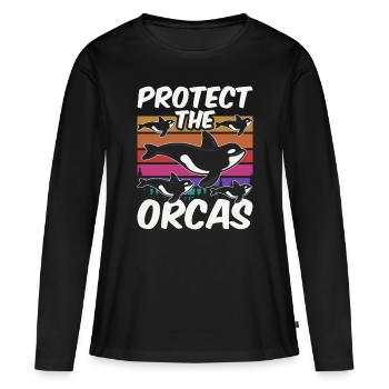 Protéger les orques de mer Orques Protéger - T-shirt manches longues Premium bio Femme - noir - Devant - Julia (174cm)