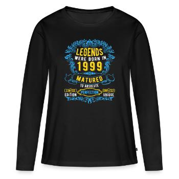 Legenden wurden 1999 Geboren Geburtstag - Frauen Premium Bio Langarmshirt - Schwarz - Vorne - Julia (174cm)