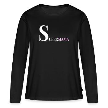 Supermama - Frauen Premium Bio Langarmshirt - Schwarz - Vorne - Julia (174cm)