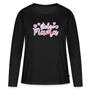 stolze Mama - Frauen Premium Bio Langarmshirt - Schwarz - Vorne - Julia (174cm)