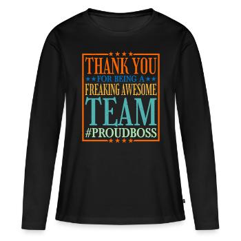 Merci d’être une équipe géniale 6 - T-shirt manches longues Premium bio Femme - noir - Devant - Julia (174cm)