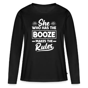 Celle qui a l’alcool fait les règles Barman F - T-shirt manches longues Premium bio Femme - noir - Devant - Julia (174cm)