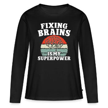 Brain Surgeon Fixing Brains Superpower Surgery - Women's Premium Organic Long Sleeve Shirt - black - Front - Julia (174cm)