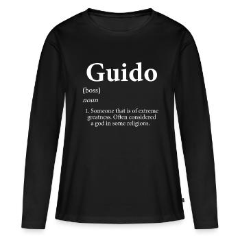 Guido Définition Nom personnalisé Cadeau pour Guidos - T-shirt manches longues Premium bio Femme - noir - Devant - Julia (174cm)