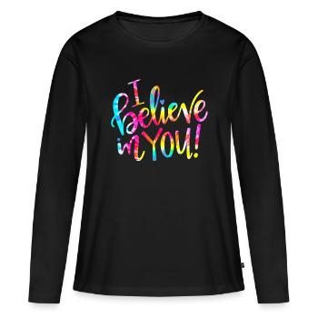Tie Dye Ich glaube an dich - Teacher Testing Day Gif - Frauen Premium Bio Langarmshirt - Schwarz - Vorne - Julia (174cm)