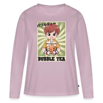 Boba Tea Boy Bubble Tea - T-shirt manches longues Premium bio Femme - rose poudré - Devant - Julia (174cm)