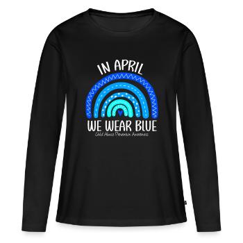 Rainbow April We Wear Blue Child Abuse Preventionr - Women's Premium Organic Long Sleeve Shirt - black - Front - Julia (174cm)