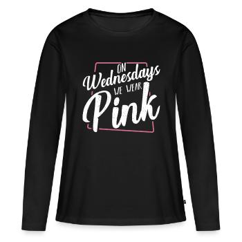 Le mercredi, nous portons du rose drôle d’humour sarcastique Q - T-shirt manches longues Premium bio Femme - noir - Devant - Julia (174cm)