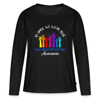 In April We Wear Blue Child Abuse Awareness Rainbo - Women's Premium Organic Long Sleeve Shirt - black - Front - Julia (174cm)