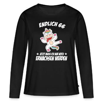 66 Geburtstag Positive Sprüche Zum 66 geburtstag - Frauen Premium Bio Langarmshirt - Schwarz - Vorne - Julia (174cm)