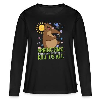 Le printemps quand les plantes essaient de nous tuer tous - T-shirt manches longues Premium bio Femme - noir - Devant - Julia (174cm)