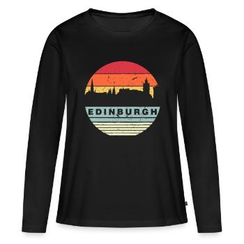 Retro Vintage Matching Familie Edinburgh - Frauen Premium Bio Langarmshirt - Schwarz - Vorne - Julia (174cm)