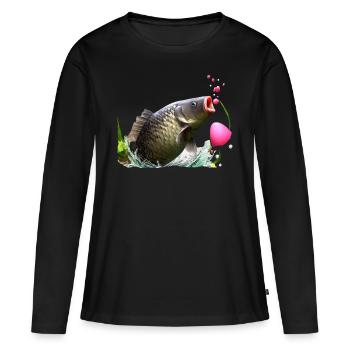 Roi de la carpe - T-shirt manches longues Premium bio Femme - noir - Devant - Julia (174cm)