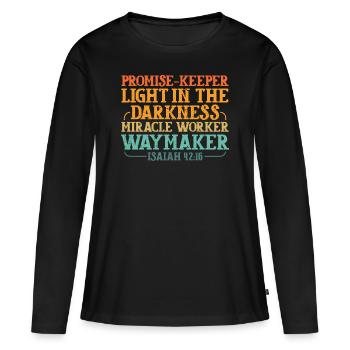 Promise Keeper Lumière dans les ténèbres - T-shirt manches longues Premium bio Femme - noir - Devant - Julia (174cm)
