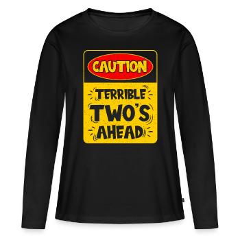 Attention: Deux terribles sur le chemin - T-shirt manches longues Premium bio Femme - noir - Devant - Julia (174cm)