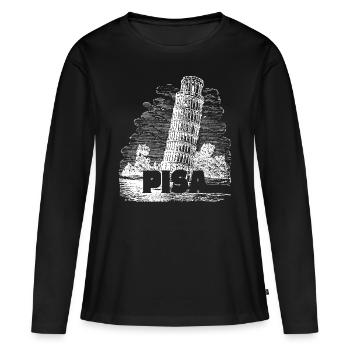 Pise Florence La Tour Penchée Pise Souvenir Rétro - T-shirt manches longues Premium bio Femme - noir - Devant - Julia (174cm)