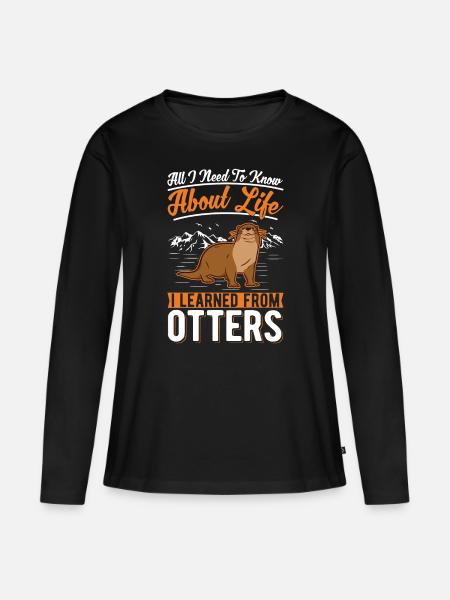 Otter Fischotter Seeotter - Frauen Premium Bio Langarmshirt - Schwarz