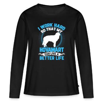 Hovawart arbeite hart derber Bauernhund - Frauen Premium Bio Langarmshirt - Schwarz - Vorne - Julia (174cm)