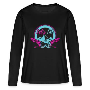 Équipement de ski des années 80 | Vêtements après-ski vintage | Allons S - T-shirt manches longues Premium bio Femme - noir - Devant - Julia (174cm)