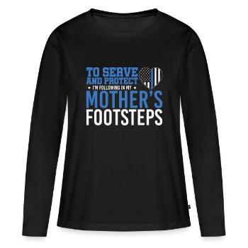 La police desservira et protégera la Ligne bleue - T-shirt manches longues Premium bio Femme - noir - Devant - Julia (174cm)