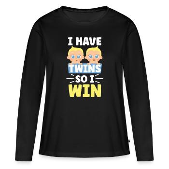 Ich Habe Zwillinge Also Gewinne Ich Zwilling - Frauen Premium Bio Langarmshirt - Schwarz - Vorne - Julia (174cm)