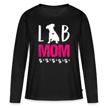 Lab Mom Happy Mother's Day Dog Breed Paw Bark Bone - Women's Premium Organic Long Sleeve Shirt - black - Front - Julia (174cm)