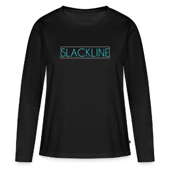 Lettrage Slackline - T-shirt manches longues Premium bio Femme - noir - Devant - Julia (174cm)