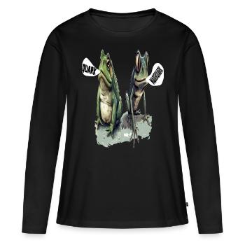 caillé têtard grenouille caillé régime alimentaire faible en gras jeu de mots quark - T-shirt manches longues Premium bio Femme - noir - Devant - Julia (174cm)