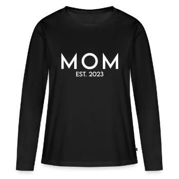 Maman est 2023 Promu Maman 2023 - T-shirt manches longues Premium bio Femme - noir - Devant - Julia (174cm)
