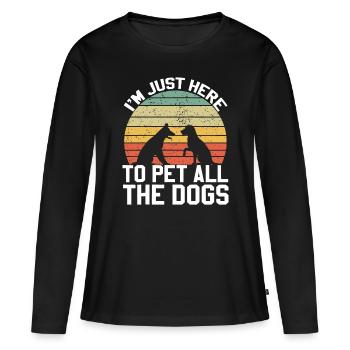 Vintage Ich Bin Nur Hier, Um Alle Hunde Zu Streicheln Retro Do - Frauen Premium Bio Langarmshirt - Schwarz - Vorne - Julia (174cm)