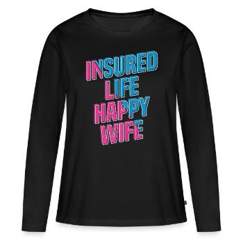Vendeur d’assurance Agent d’assurance - T-shirt manches longues Premium bio Femme - noir - Devant - Julia (174cm)