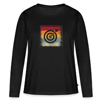 Dart Rétro - T-shirt manches longues Premium bio Femme - noir - Devant - Julia (174cm)