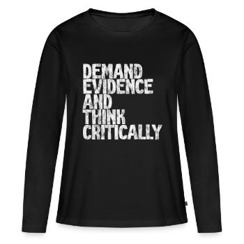 Exiger des preuves et penser de manière critique 3 - T-shirt manches longues Premium bio Femme - noir - Devant - Julia (174cm)