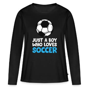 Juste un garçon qui aime le football - T-shirt manches longues Premium bio Femme - noir - Devant - Julia (174cm)