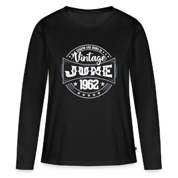 1962 Juni. Geburtstagsgeschenk Juni 1962. Juni. - Frauen Premium Bio Langarmshirt - Schwarz - Vorne - Julia (174cm)