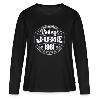 1961 Juni. Geburtstagsgeschenk Juni 1961. Juni. - Frauen Premium Bio Langarmshirt - Schwarz - Vorne - Julia (174cm)